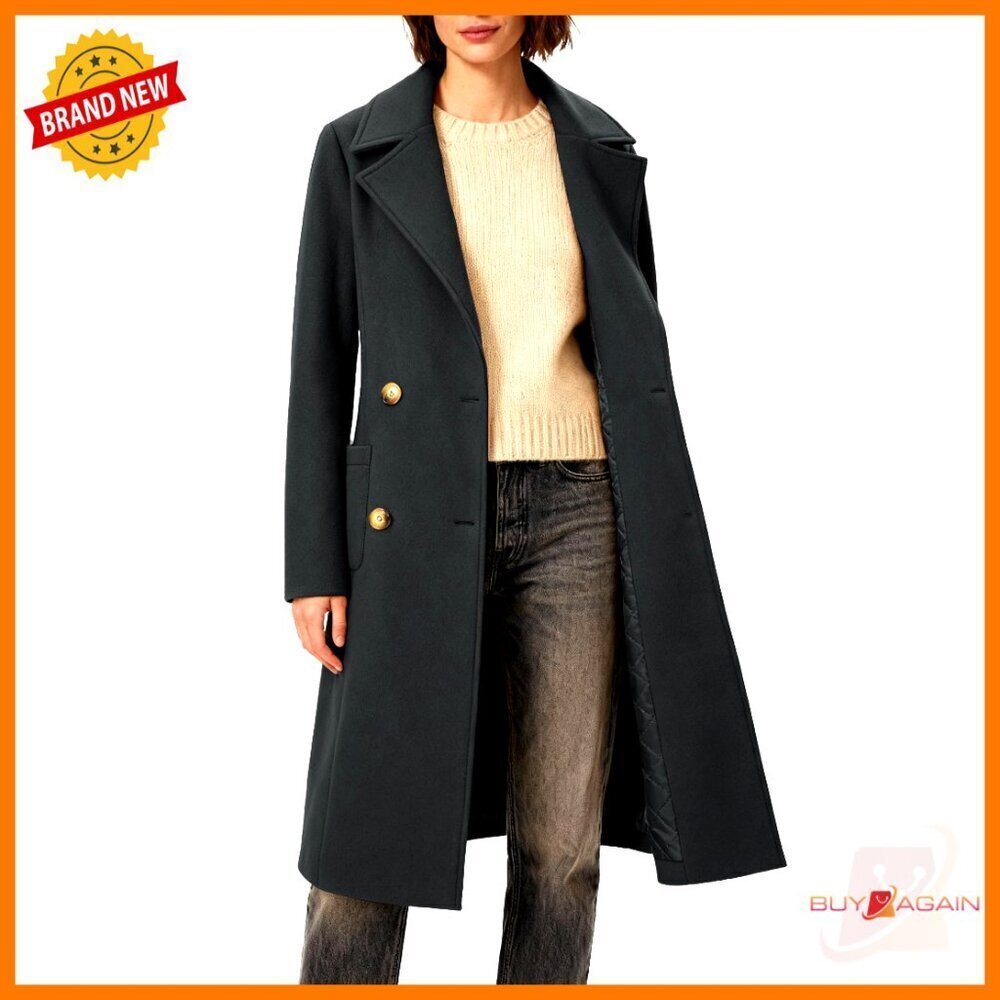 Classic Double-Breasted Trench Coat Elegant Minimal Chic Winter Overcoat - Picture 1 of 7